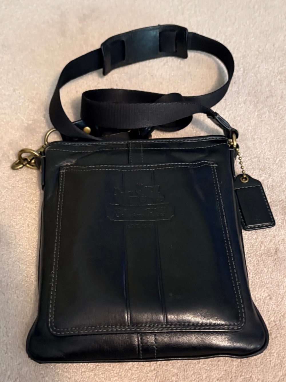 Vintage Coach Heritage Black Leather Crossbody Bag, style #41004